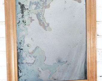 24x20 Distressed Silver Mirror, Handmade Silvered  Glass Wall Mirror