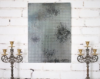 Hand Silvered Textured Glass Art: Abstract Wall Decor (21x15)