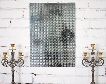 Hand Silvered, Textured Glass Art, 21x15 Abstract Glass Wall Art