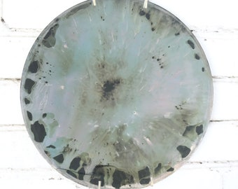 Concave Antiqued Silver Round Mirror, 13 Inches Diameter