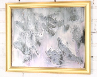 Handcrafted Distressed Silver Mirror, 22.5 x 18.5, Gold Wood Frame