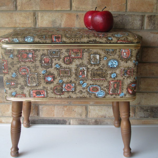 Vintage Burlington Sewing Bench Stool Ottoman Early American - 1960's