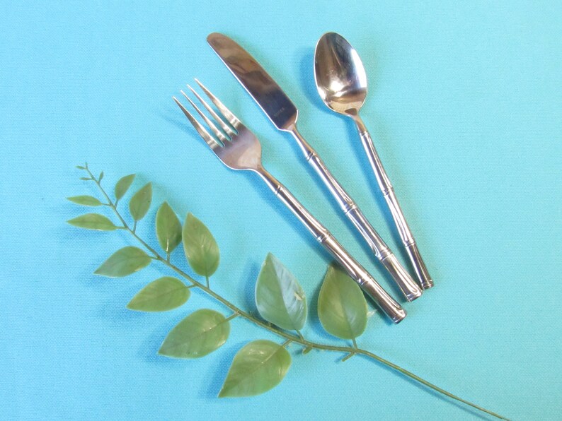 More Available Kona Vintage 1960/'s Vintage Bamboo Flatware Stainless Steel Korea 1 Place Setting