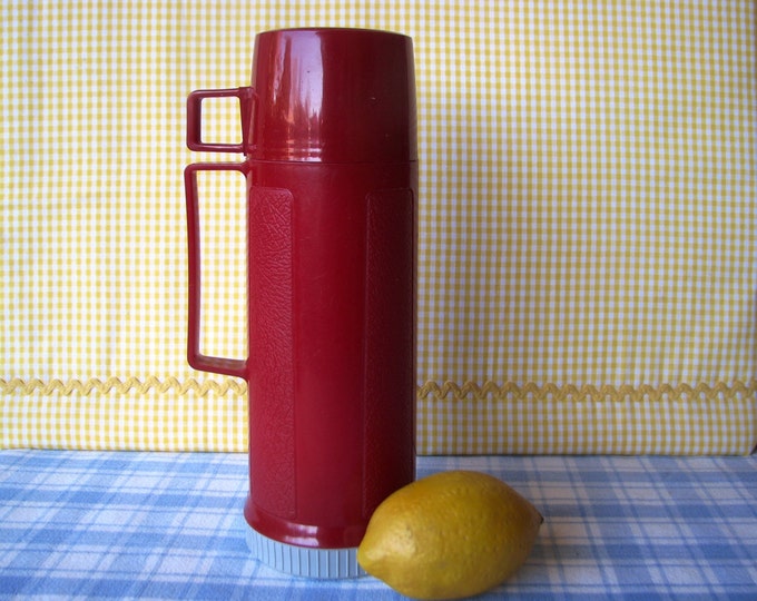 Vintage Red Thermos Glass Insulated King Seeley 1970's Etsy