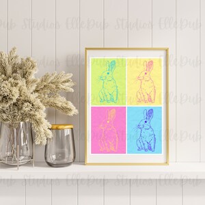 Easter bunny, Holiday art, Preppy Wall art, Teenage Girl gifts, bar cart decor