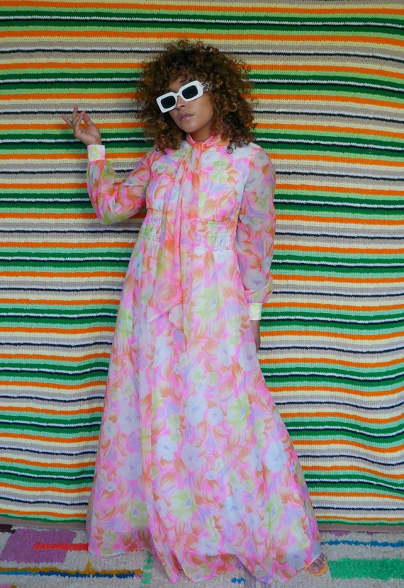 1970s Floral Maxi Dress