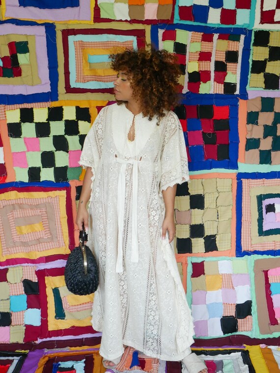 1970s Cotton Lace Kaftan