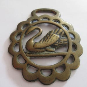 Antique Swan Horse Brass With Getts On Reverse