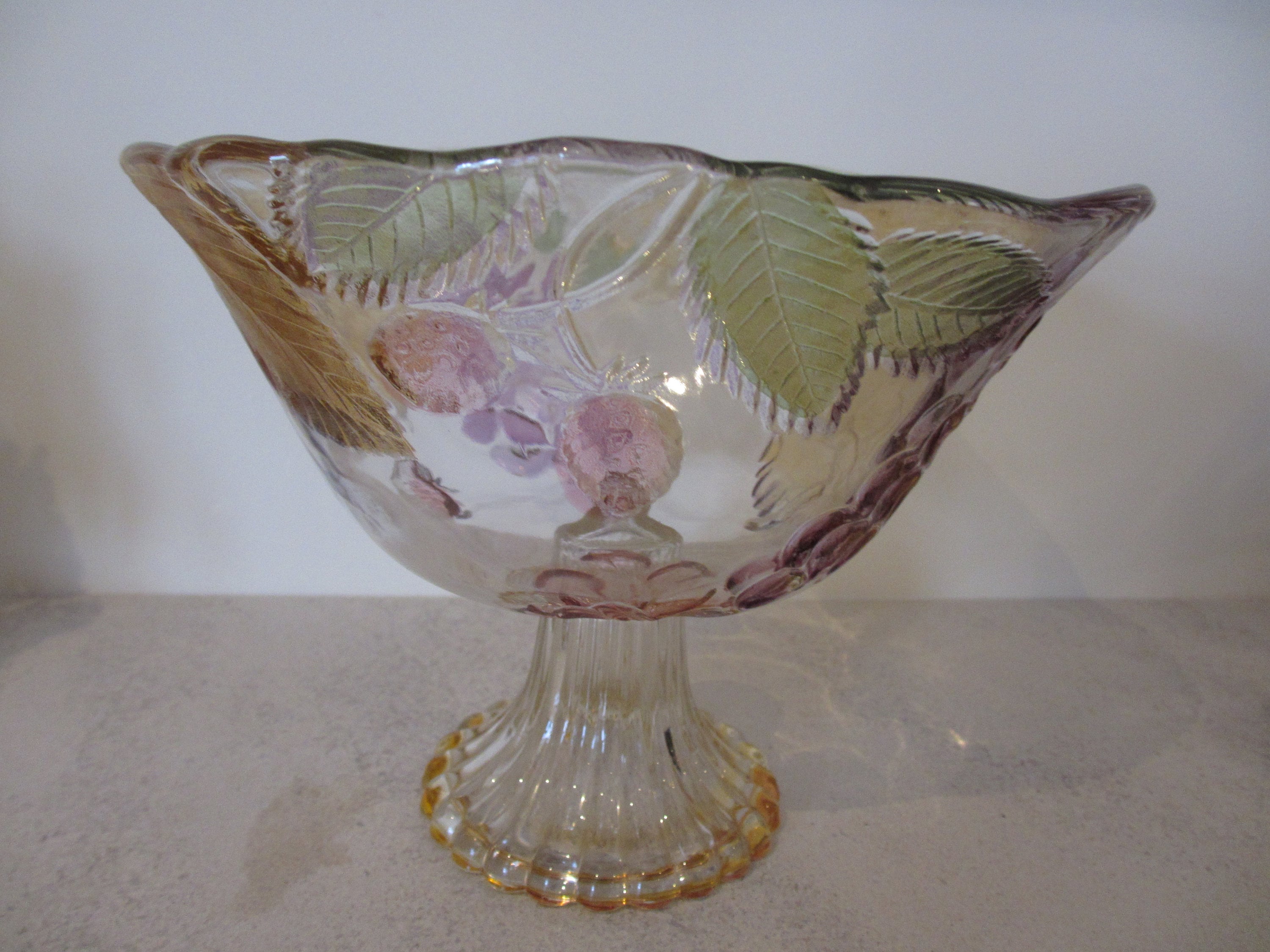 Vintage Glass Embossed fruit design bowl Etsy