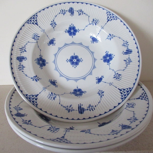 Vintage Masons Ironstone Blue Denmark Furnival's Made In England 9" Soup Bowl