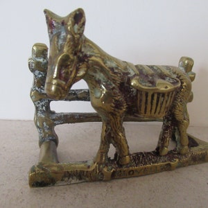 Vintage Brass Clovelly Donkey Letter Rack Desk Tidy Equestrian Letter Rack