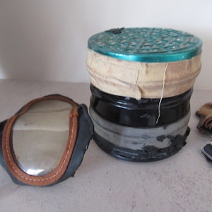 Vintage Original WW2 British Gas mask canister & bag size medium