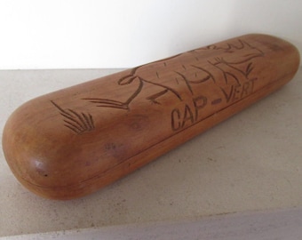 Vintage Mancala Kalaha Traditional African Game Wooden Hand Carved Rhino Cap-Vert Design