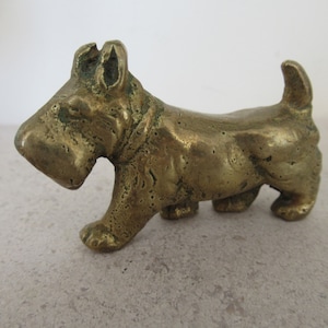 Vintage Brass Scottie Dog Terrier Highland Terrier  Figurine Ornament