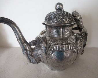 Antique Teapot with Dragon Handle and Elephant Spout