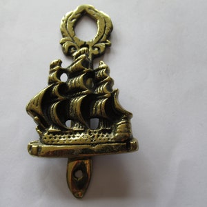 Vintage Brass door knocker Three masted Galleon in full sail