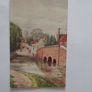 Vintage ansichtkaart St. Albans St. Michaels Church & Watersplash Boots Pelham Series c1910