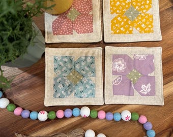Set of 4 Quilted Spring Posies Coasters.
