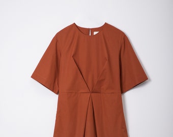 PREPAID US TARIFFS! Crisp Cotton Dress with Pockets Midi Dress for Minimalist Office Capsule Wardrobe Poplin Dress