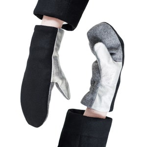 Mitones de lana de patchwork reciclados, guantes de invierno de cero residuos, regalo de invierno unisex, regalo de Navidad creativo y sostenible