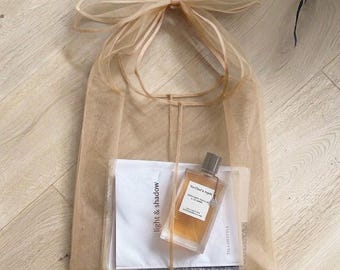 PREPAID US TARIFFS! Tulle Shoulder Bag Sheer Market Tote Bag Eco Shopper with Bow Ties Luxury Present Packaging Bridesmaid Gift Wrap