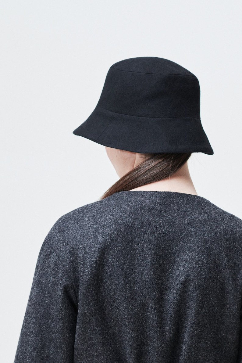 Wool bucket hat made from recycled materials zero waste product unisex accessories gift for her fall/winter capsule wardrobe image 4