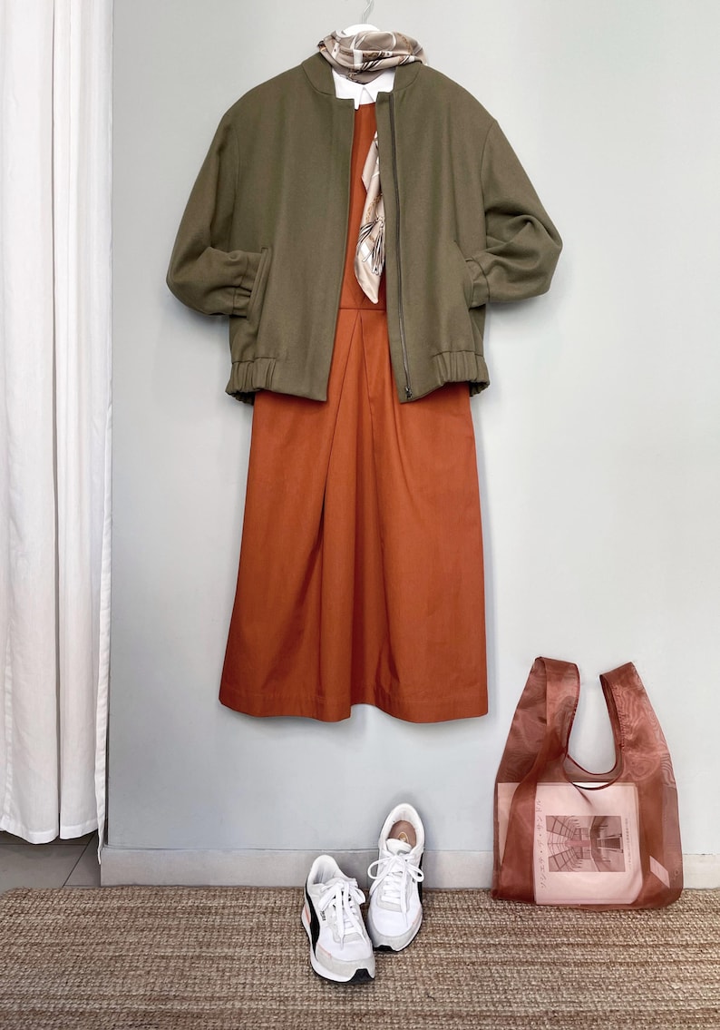 PREPAID US TARIFFS! Crisp Cotton Dress with Pockets Midi Dress for Minimalist Office Capsule Wardrobe Poplin Dress image 2