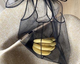 PREPAID US TARIFFS! Sheer Shoulder Tulle Shopping Bag with Bow Ties Creative Gift Packaging Minimalist Reusable Market Tote Bag