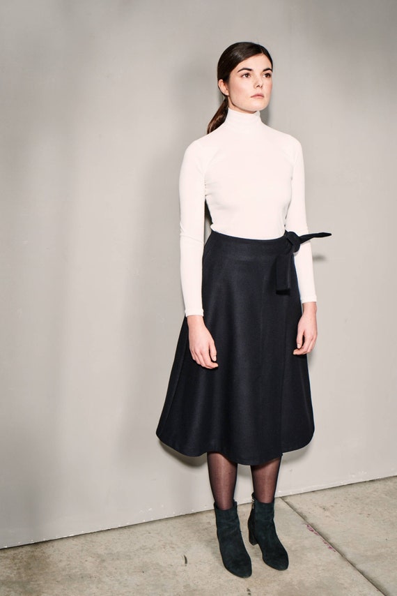 High waisted wrap midi hotsell skirt