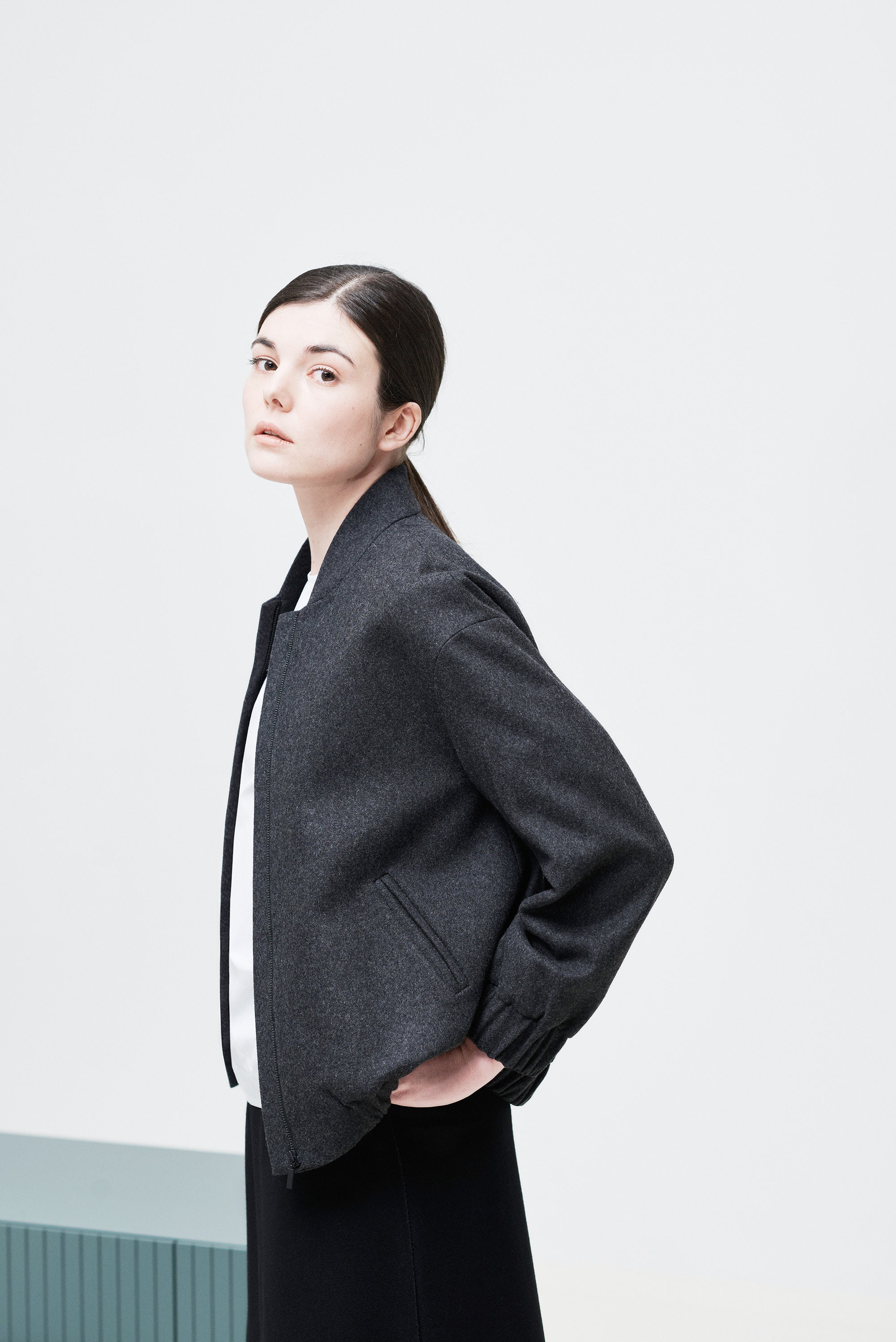 wool blend bomber jacket womens