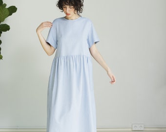 Robe ample pour les vacances en coton doux, robe d'été surdimensionnée dans le dos nu, robe d'été confortable avec poche évasée, robe flatteuse pour la garden-party printanière