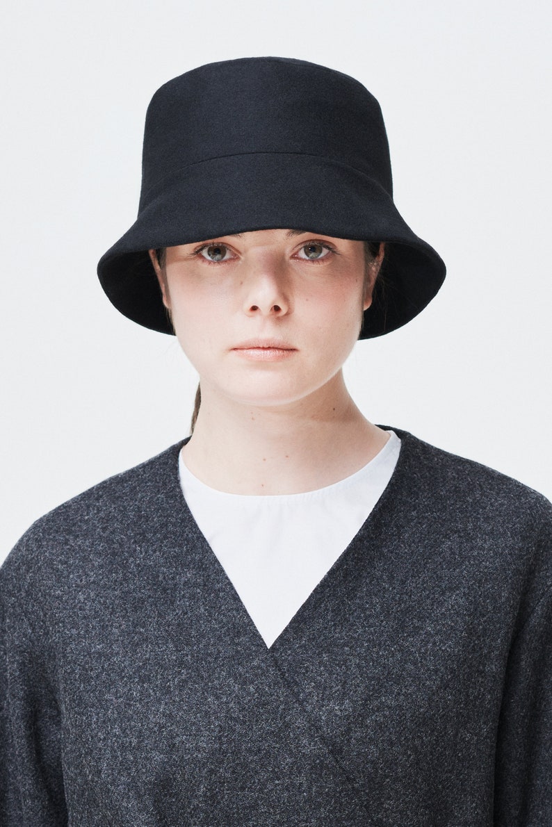 Wool bucket hat made from recycled materials zero waste product unisex accessories gift for her fall/winter capsule wardrobe image 5