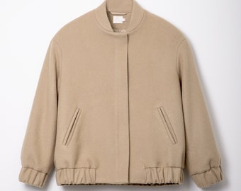 PREPAID US TARIFFS! Oversized Wool Bomber Jacket for Minimalist Baseball Cropped Coat for Fall Capsule Wardrobe Utility Winter Wear