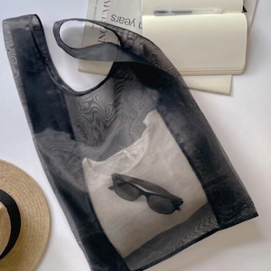 Shopping Bag Burned Orange Sheer Organza Tote Bag Reusable