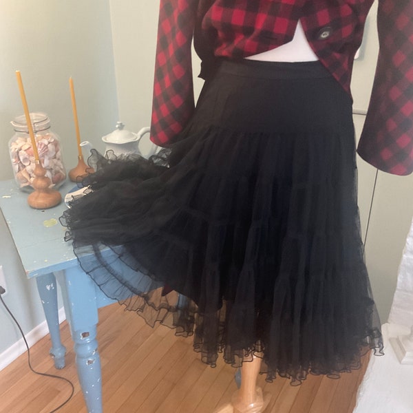 Fairytale Vintage Black Skirt Tulle Ruffles  Romantic Enchanting