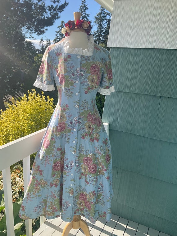 Fairycore Vintage Dress Handmade Floral Romantic F