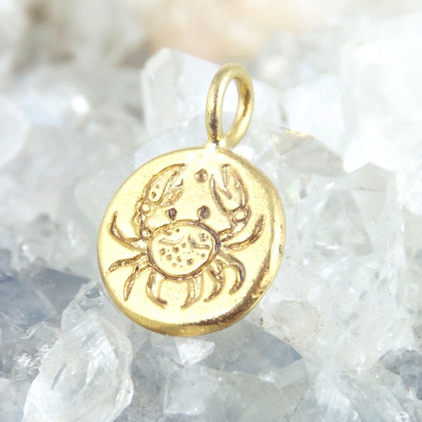 Cancer Gold Pendant - Zodiac Sign - Horoscope Cancer Pendant - DOUBLE SIDED -