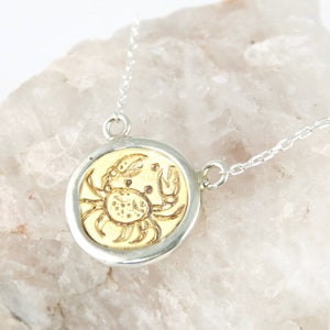 Cancer Gold Necklace - Zodiac Layering Necklace - Sterling Silver - Cancer Horoscope