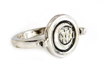Mini Sun & Moon - Silver Spinning Ring - Fidget Ring - Sterling Silver - Reversible Jewelry