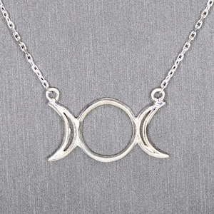 Triple Moon STERLING SILVER - Layering Necklace - Triple Moon Goddess, Pagan, Woman Gift