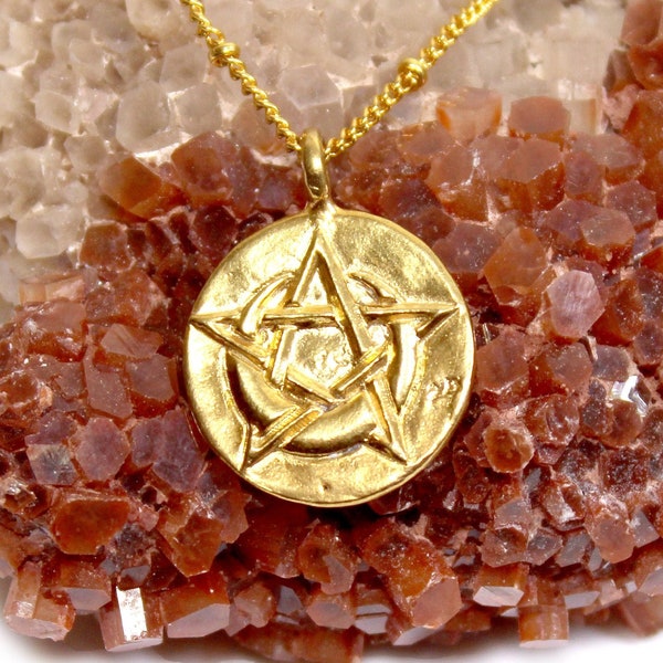 Pentagram Gold Minimal Necklace - Gold Pentagram, Protection Amulet, Wiccan Pagan Protection Charm - Layering Necklace