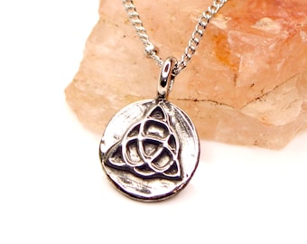 Celtic Knot pendant - DOUBLE SIDED - Mini Triquetra - Irish Knot pendant - reversible, silver celtic necklace, renaissance pendant