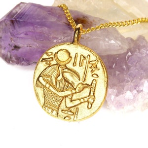 Thoth Egyptian God Coin Medallion - DOUBLE SIDED - mythology coin, ancient egypt, gold necklace