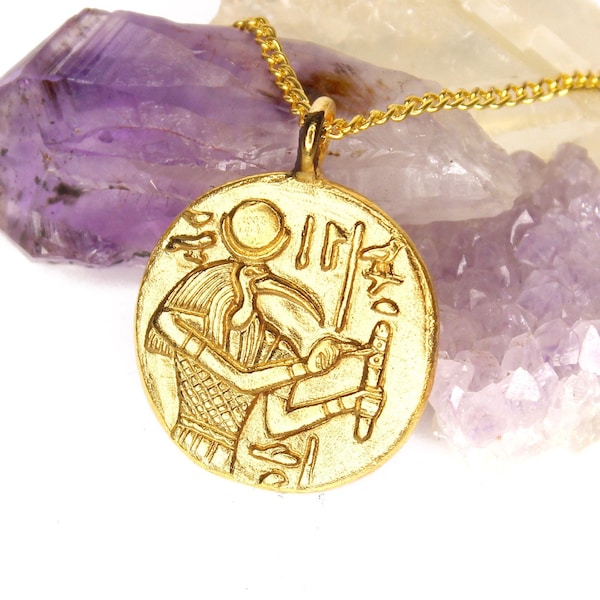 Thoth Egyptian God Coin Medallion - DOUBLE SIDED - mythology coin, ancient egypt, gold necklace