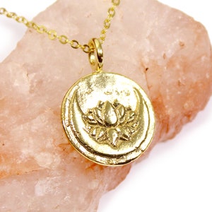 Lotus Flower GOLD necklace - elephant, good luck symbol - minimal pendant - Spiritual Necklace