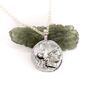 STERLING SILVER - Athena Coin Pendant - Greek Roman Mythology - Silver Collectable Coin