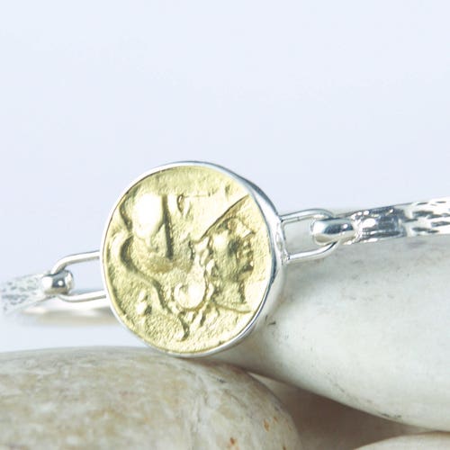 Gold Athena Coin Bracelet, Sterling Silver, coin jewelry, men and shops women's bracelet