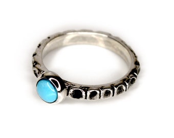 Blue Kingman turquoise sterling silver ring - American turquoise ring - Southwest Solitaire Ring