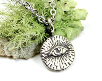 ZILVEREN ooghanger - Alziend-oog van de Voorzienigheid - bedelketting - oog van god, zilveren oog