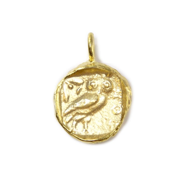 Owl of Athena - Gold Coin Pendant - Greek Mythology - Ancient Mythology - Ancient Coin Necklace